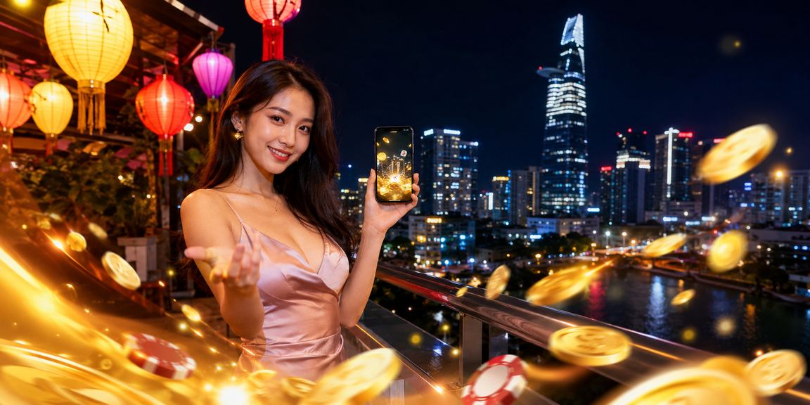 Người chơi tại TP.HCM thưởng thức game bài dưới ánh đèn lồng buổi tối