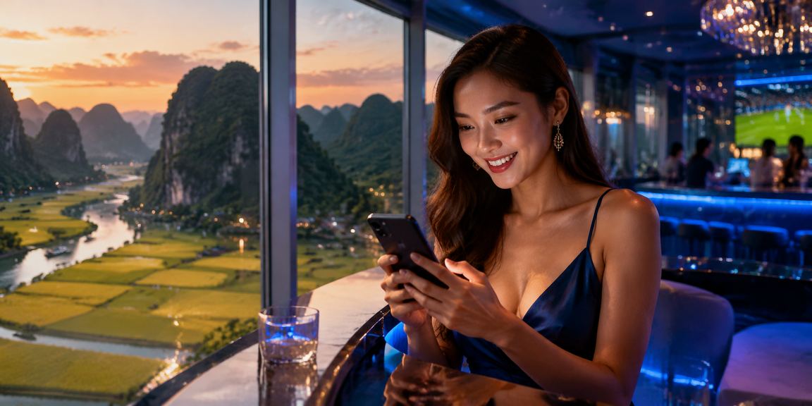 Người dùng tại Ninh Bình chơi casino trực tuyến qua điện thoại di động giữa thiên nhiên